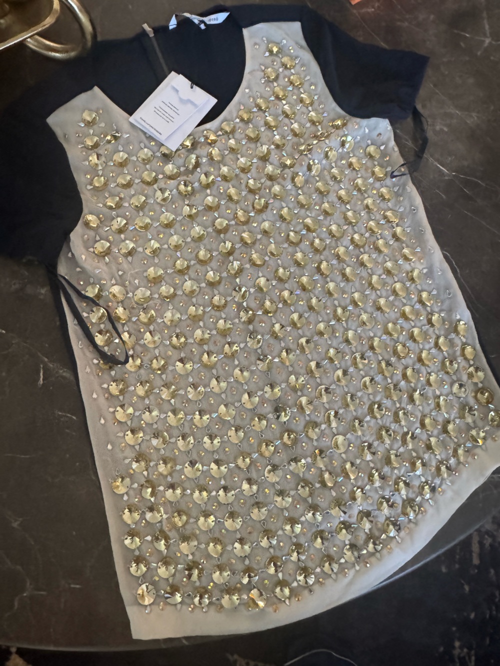 DVF Embellished Crystal-Studded Beige Clutch